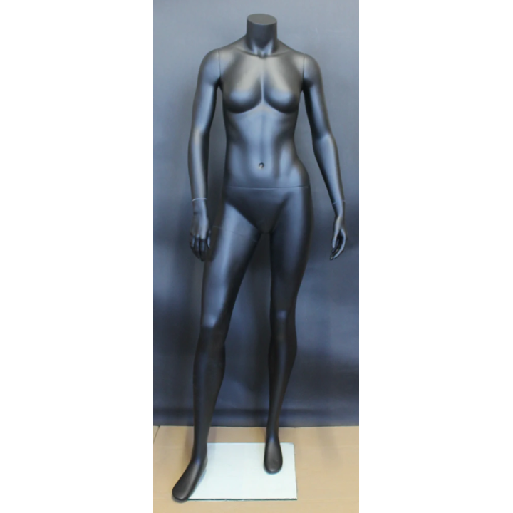 STB-2FH-MB - 5 ft 5 in Matte Black Athletic Headless Female Mannequin