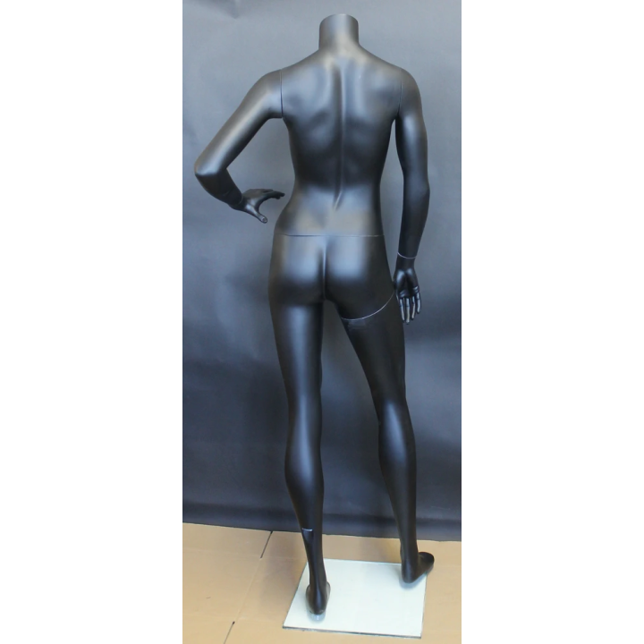 5 ft 5 in Matte Black Athletic Headless Full Body Female Mannequin STB-3FH-MB