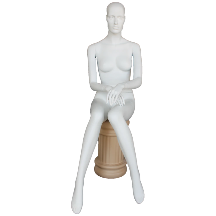 Female Sitting Mannequin with Featured Face in Matte white  SFW42-WT