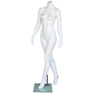 STW113-WT - Walking Pose Headless Full Body Female Mannequin White