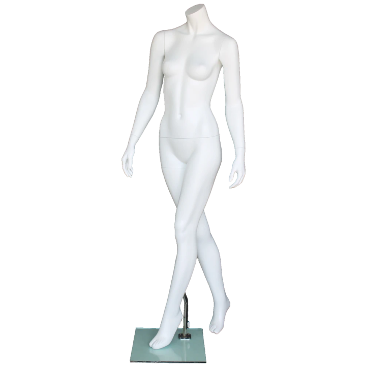STW113-WT - Walking Pose Headless Full Body Female Mannequin White