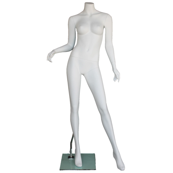 STW114-WT - Matte White Headless Female Mannequin Bent Right arm