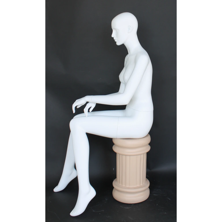Female Sitting Mannequin with Featured Face in Matte white  SFW42-WT