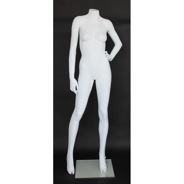 STW115-WT - Matte White Headless Female Mannequin Left Hand on Hip