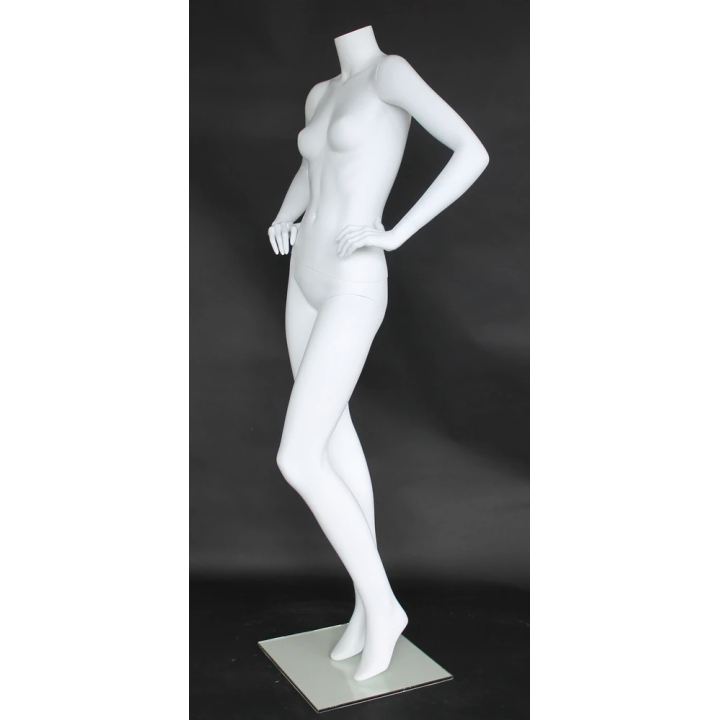 STW116-WT - Matte White Headless Female Mannequin both Hands on Hip