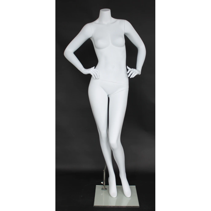 STW116-WT - Matte White Headless Female Mannequin both Hands on Hip