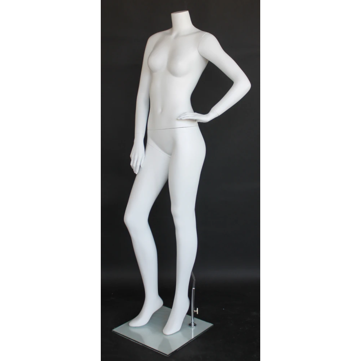 STW118-WT - Matte White Headless Female Mannequin Left Hand On Hip