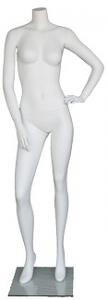 Bent Arm Female Headless White Plastic Mannequin Height 5'4" With Base 